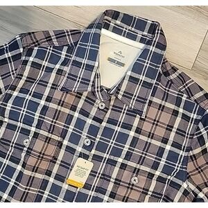 Ridgecut Toughwear Shirt Women‎ Small Blue Plaid Flex Stretch Long Sleeve NEW